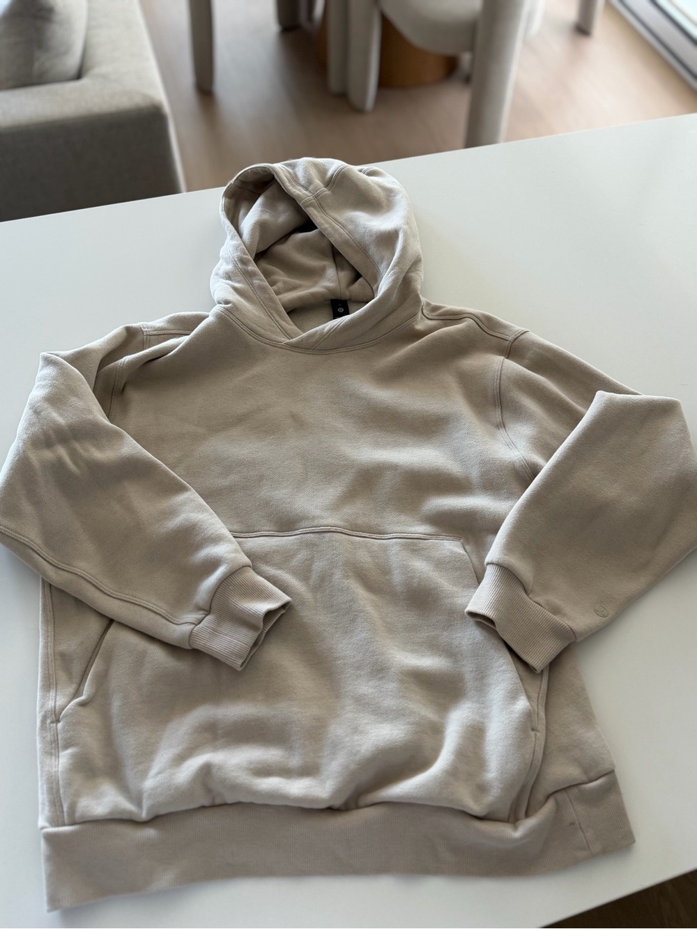 Lululemon Hooded Pullover Sweatshirt in Light Beige